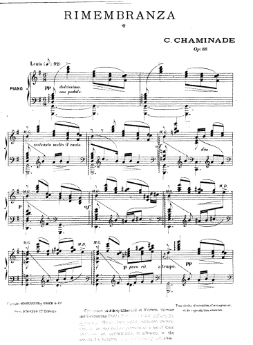 Chaminade - Rimembranza, Op. 88 - Score