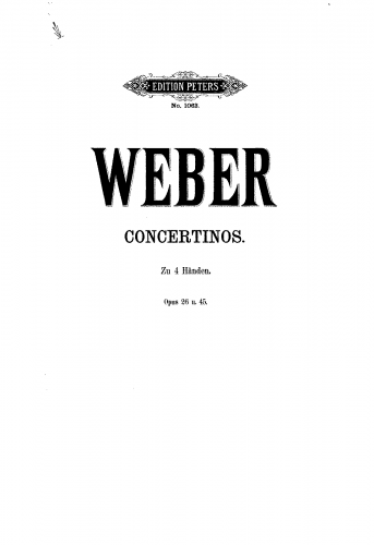 Weber - Horn Concertino - For Piano 4 hands - Score