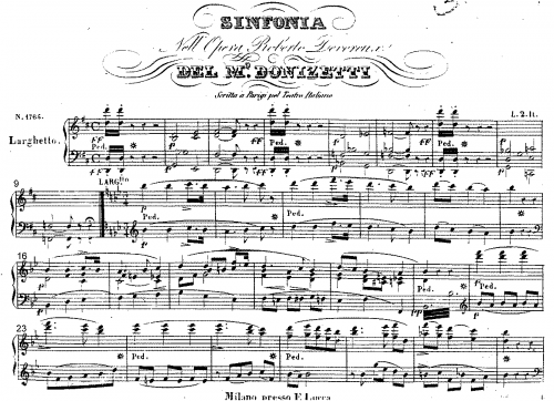 Donizetti - Roberto Devereux, ossia Il conte di Essex - Vocal Score Selections - Sinfonia