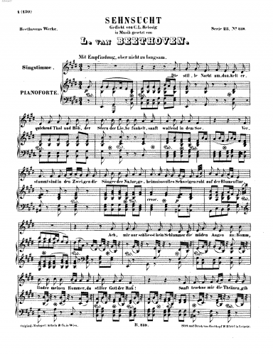 Beethoven - Sehnsucht, WoO 146 - Score