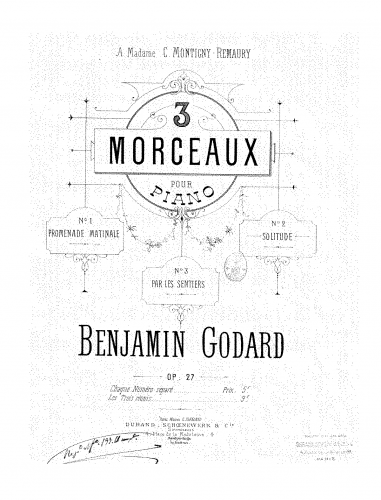 Godard - Trois morceaux pour piano - Score