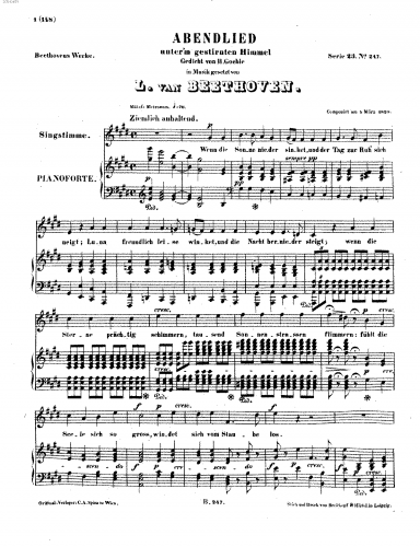 Beethoven - Abendlied unterm gestirnten Himmel - Score