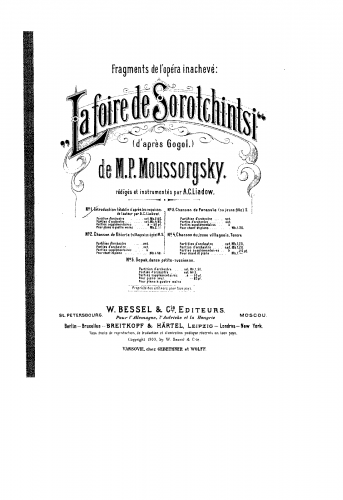 Mussorgsky - Sorochinsky Fair - Introduction For Piano 4 hands (Lyadov / Chernov) - Score