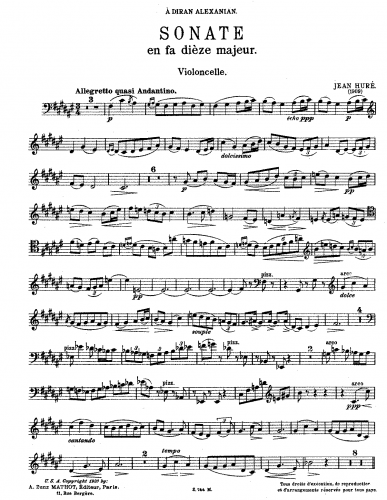 Huré - Cello Sonata in F-sharp major - Score