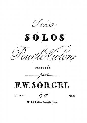 Sörgel - 3 Solos, Op. 17 - Score