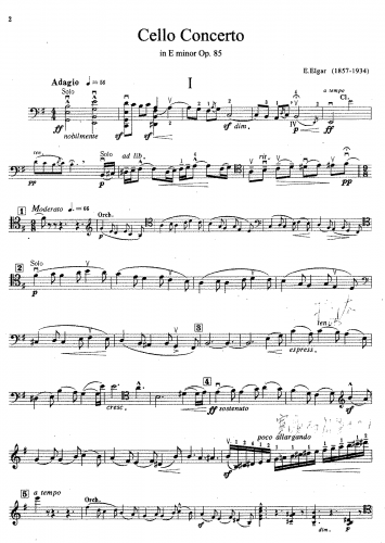 Elgar - Cello Concerto in E Minor, Op. 85 - Cello solo - Solo part