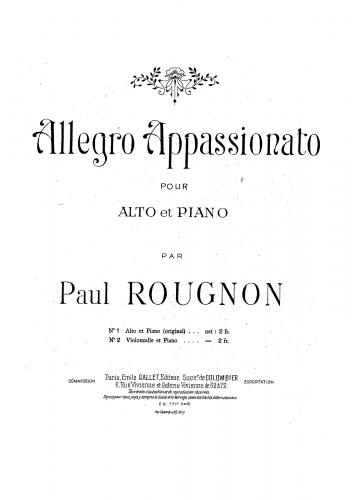 Rougnon - Allegro Appassionato - Piano score, Viola Part