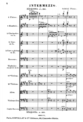 Pierné - Intermezzo - Complete Orchestral Score