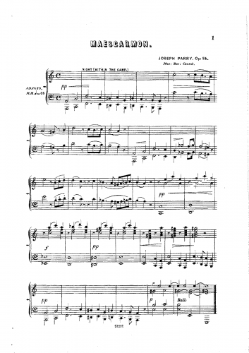 Parry - Maesgarmon - Piano Score