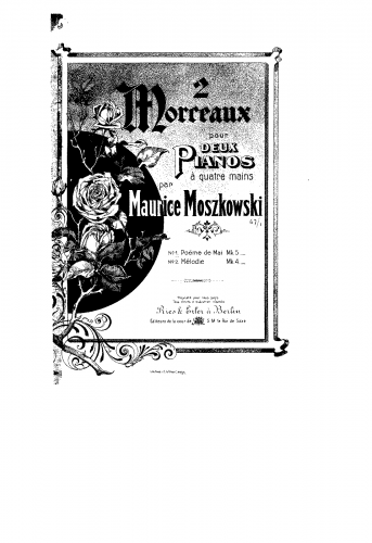 Moszkowski - 2 Piano Pieces, Op. 67 - No. 1: Poème de Mai For 2 Pianos 4 hands - Score