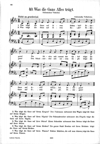 Folk Songs - Volksweise aus Schlesien und Brandenburg - Score