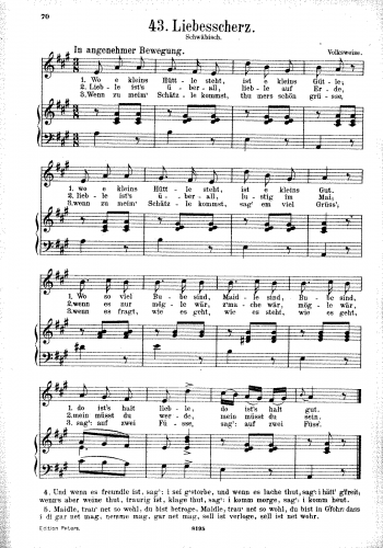 Folk Songs - Schwäbische Volksweise - Score