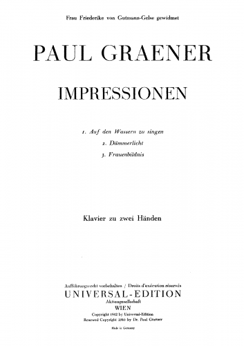Graener - 3 Impressionen - Score