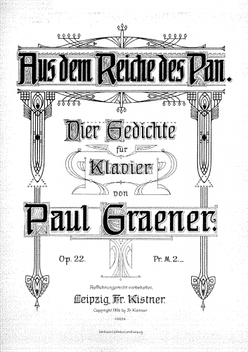 Graener - Aus dem Reiche des Pan, Op. 22 - Score