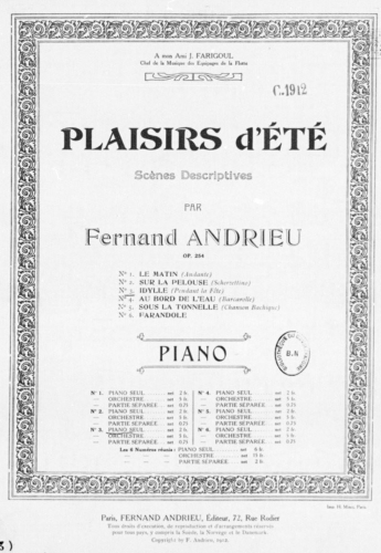 Andrieu - Plaisirs d'été - For Piano - 3. Idylle