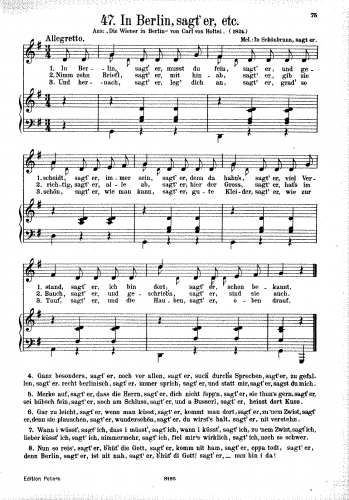 Folk Songs - from "Die Wiener in Berlin" (1824) - Score