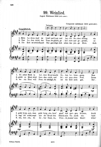 Folk Songs - Weinlied - Score