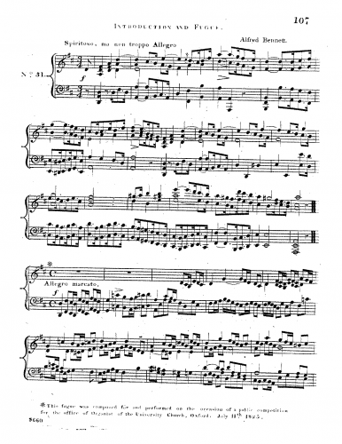 Bennett - Introduction & Fugue in D major - Score
