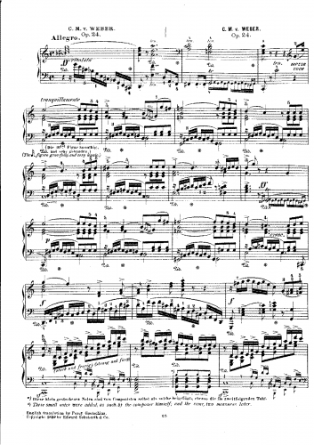 Weber - Piano Sonata No. 1 - Piano Score - Score