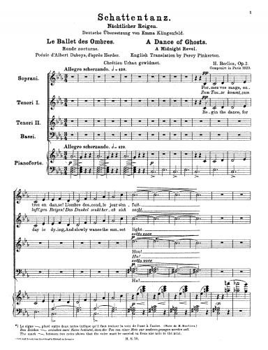 Berlioz - La ballet des ombres, Ronde nocturne - Score
