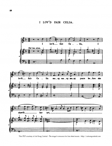 Purcell - I Lov'd Fair Celia - Vocal Score