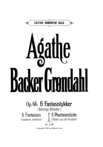 Backer-Grøndahl - 6 Fantaisies (Souvenir d'enfance) - Score