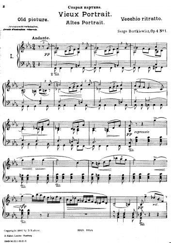 Bortkiewicz - Impressions, Op. 4 - Score