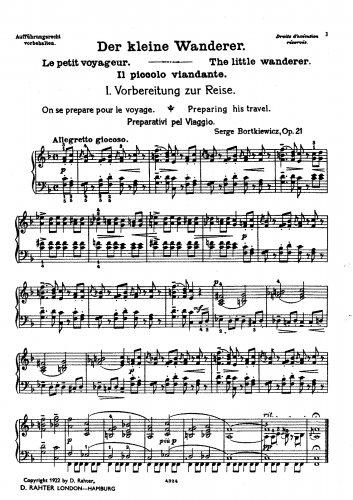 Bortkiewicz - The Little Wanderer, Op. 21 - Score