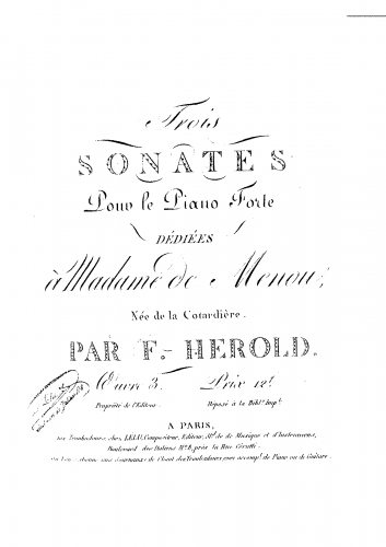 Hérold - Piano Sonata, Op. 3 - Score