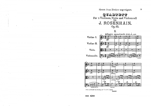 Rosenhain - String Quartet No. 3 - Score