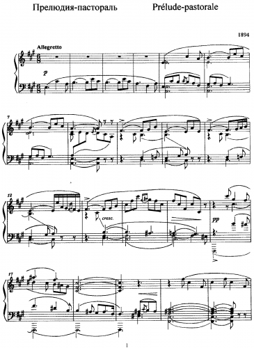 Lyadov - Prelude-Pastorale - Score