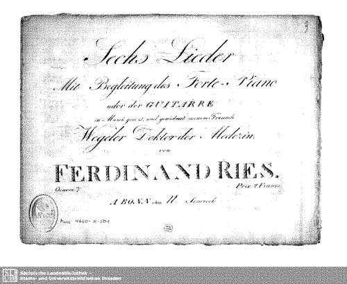 Ries - 6 Lieder - Score