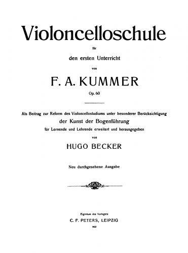 Kummer - Violoncell-Schule für den ersten Unterricht - Score