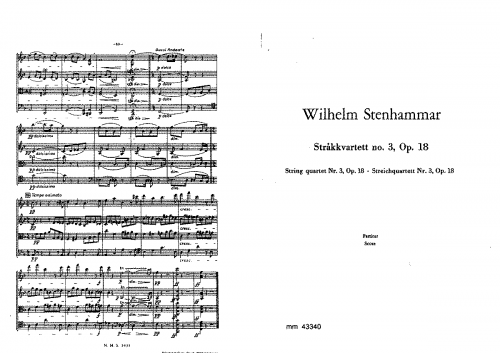 Stenhammar - String Quartet No. 3, Op. 18 - Scores - Score