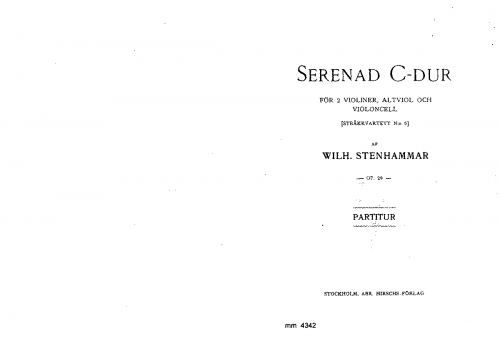 Stenhammar - String Quartet No. 5, Op. 29 - Scores - Score