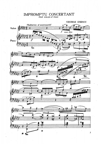 Enescu - Impromptu concertant pour violon et piano - Piano score only (no Violin part)