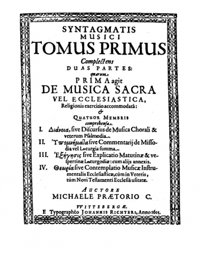 Praetorius - Syntagma musicum - Book I