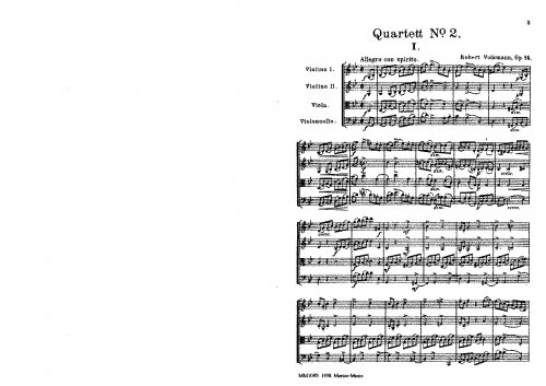 Volkmann - String Quartet No. 2, Op. 14 - Scores - Score