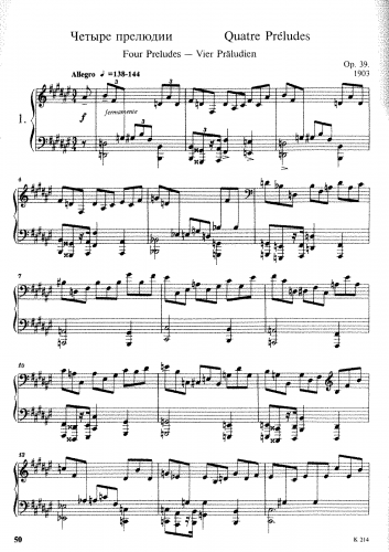 Scriabin - 4 Preludes, Op. 39 - Score