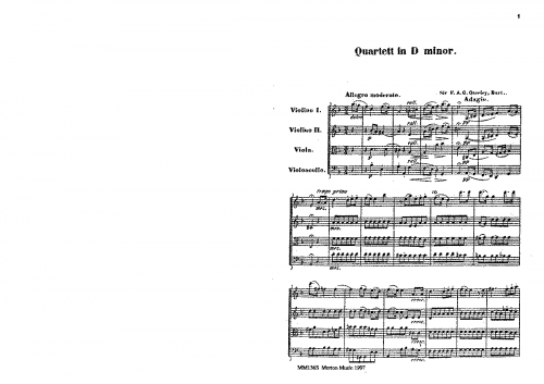 Ouseley - String Quartet in D minor - Scores - Score