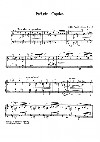 Palmgren - 3 Piano Pieces - 3. Prelude-Caprice