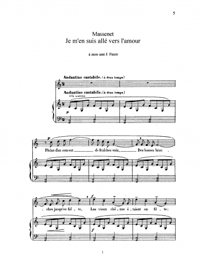 Massenet - Je m'en suis allé vers l'amour - Score