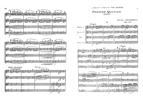 Hennessy - String Quartet No. 1 (Suite), Op. 46 - Scores - Score