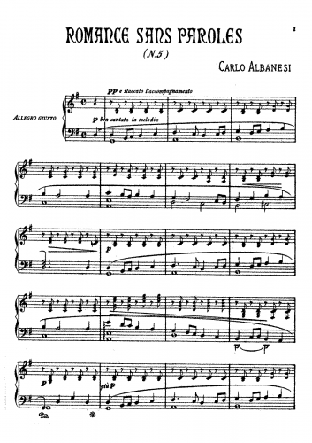 Albanesi - Romance Sans Paroles - Score