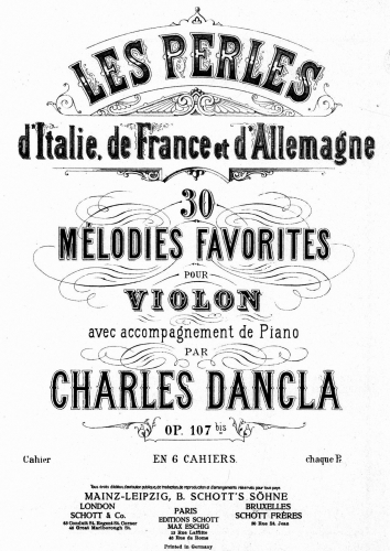 Dancla - 30 Mélodies favorites - Scores and Parts Canhier 1 (Nos.1-5)
