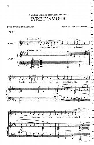 Massenet - Ivre d'amour - Score