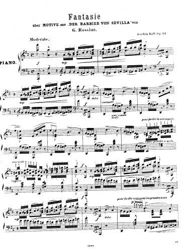 Raff - Fantaisie sur des motifs de l'opéra Le Barbier de Séville de Rossini, Op. 44 - Score