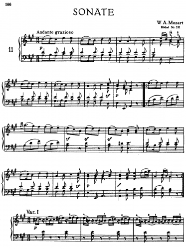 Mozart - Piano Sonata No. 11 - Piano Score - Score