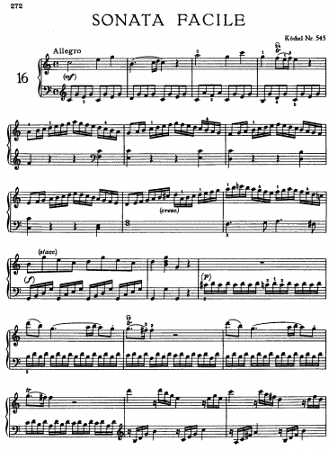 Mozart - Piano Sonata No. 16 - Piano Score - Score
