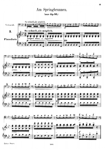 Schumann - 12 Klavierstücke für kleine und große Kinder, Op. 85 - Am Springbrunnen (No. 9) For Cello and Piano (Grützmacher)